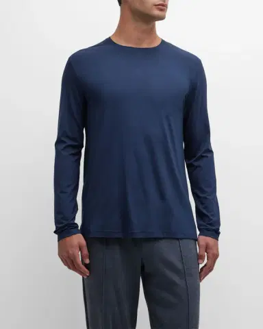 Derek Rose Men's Long-Sleeve Jersey Tee | Thumbnail 2 Derek Rose Men's Long-Sleeve Jersey Tee | Thumbnail 2