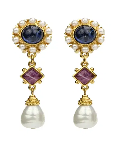 Ben-Amun Mixed Glass-Drop Clip Earrings | Thumbnail 3