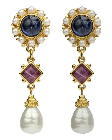 Ben-Amun Mixed Glass-Drop Clip Earrings | Thumbnail 1