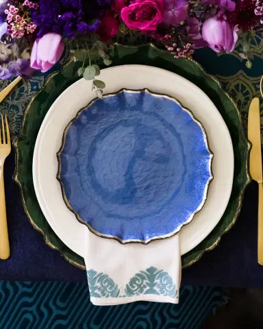 Vietri Baroque Glass Cobalt Salad Plate | Thumbnail 1
