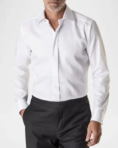 Eton Men's Contemporary Fit Diamond-Weave Dress Shirt | Thumbnail 2 Eton Men's Contemporary Fit Diamond-Weave Dress Shirt | Thumbnail 2