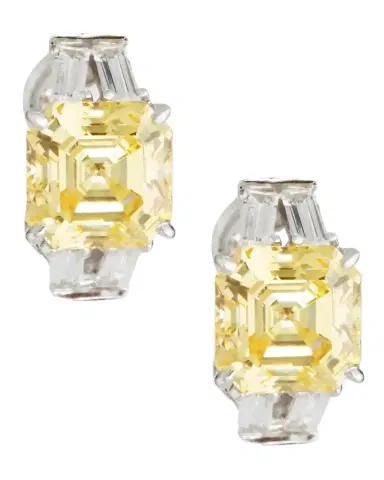 Fantasia by DeSerio Yellow & Clear Cubic Zirconia Earrings | Thumbnail 1 Fantasia by DeSerio Yellow & Clear Cubic Zirconia Earrings | Thumbnail 1