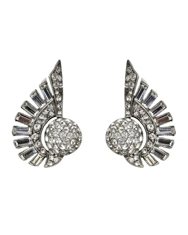 Crystal Deco Clip-On Earrings