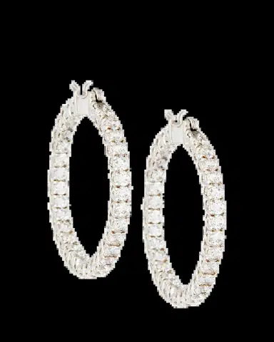 FANTASIA by DESERIO Large Cubic Zirconia Hoop Earrings, 3.2 TCW | Thumbnail 2