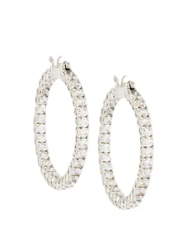 FANTASIA by DESERIO Large Cubic Zirconia Hoop Earrings, 3.2 TCW | Thumbnail 1