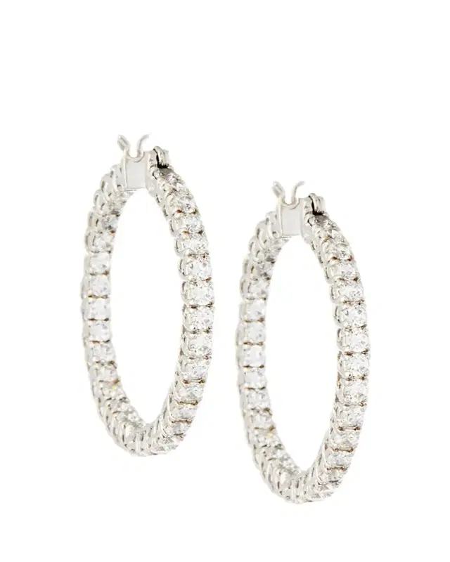 Fantasia by DeSerio Large Cubic Zirconia Hoop Earrings, 3.2 TCW