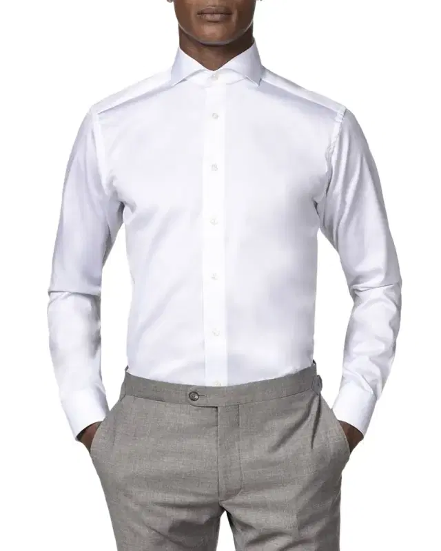 Eton Men 's Slim-Fit Twill Dress Shirt with Cutaway Collar