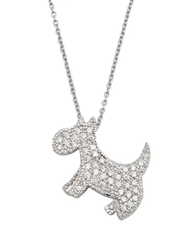 18k Diamond Scottie Dog Pendant Necklace