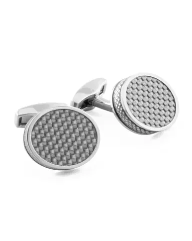 Tateossian Rhodium-Plated Carbon Fiber Round Cuff Links | Thumbnail 3 Tateossian Rhodium-Plated Carbon Fiber Round Cuff Links | Thumbnail 3