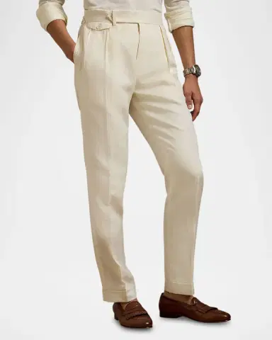 Ralph Lauren Purple Label Men's Wool Straight-Leg Trousers | Thumbnail 3