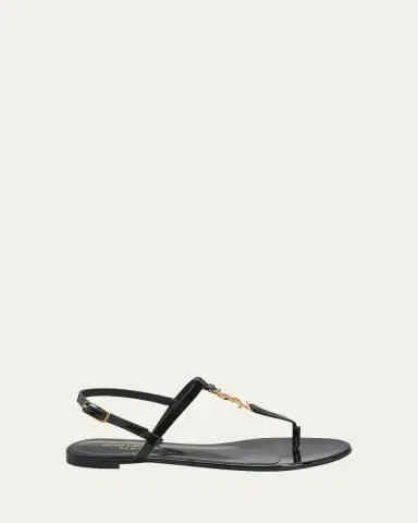 Saint Laurent Cassandra Leather YSL Slingback Sandals | Thumbnail 4 Saint Laurent Cassandra Leather YSL Slingback Sandals | Thumbnail 4