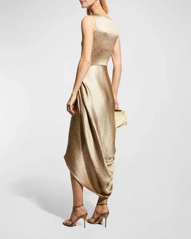 Giorgio Armani Draped Textured Satin Midi Dress | Thumbnail 3 Giorgio Armani Draped Textured Satin Midi Dress | Thumbnail 3