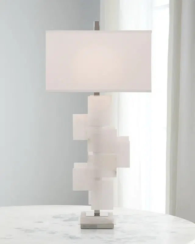 Mondrian in White Alabaster Table Lamp