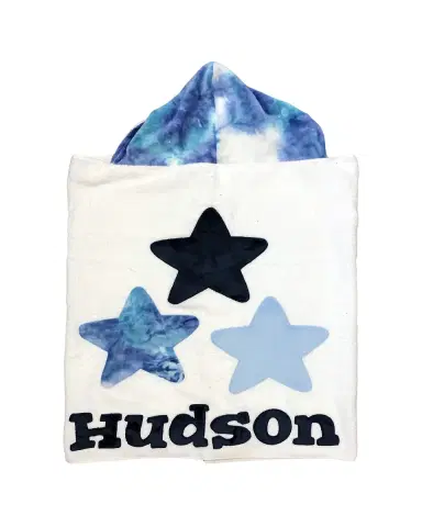 Boogie Baby Boy 's Triple Stars Tie-Dye Hooded Towel, Personalized | Thumbnail 2 Boogie Baby Boy 's Triple Stars Tie-Dye Hooded Towel, Personalized | Thumbnail 2