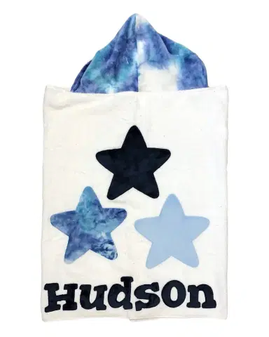 Boogie Baby Boy 's Triple Stars Tie-Dye Hooded Towel, Personalized | Thumbnail 1 Boogie Baby Boy 's Triple Stars Tie-Dye Hooded Towel, Personalized | Thumbnail 1