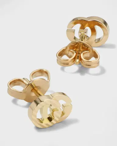 Gucci 18k Yellow Gold Running G Stud Earrings | Thumbnail 4