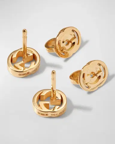 Gucci Interlocking-G Stud Earrings in Yellow Gold | Thumbnail 3