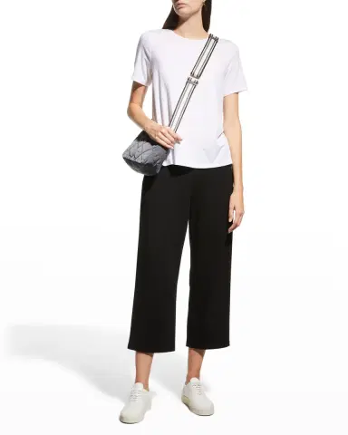 Eileen Fisher Crewneck Short-Sleeve Stretch Jersey Top | Thumbnail 2