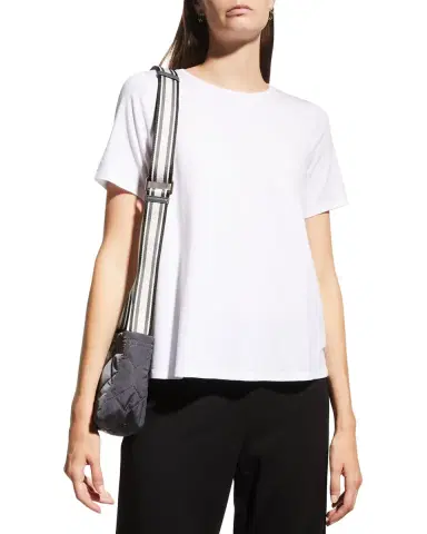 Eileen Fisher Crewneck Short-Sleeve Stretch Jersey Top | Thumbnail 4