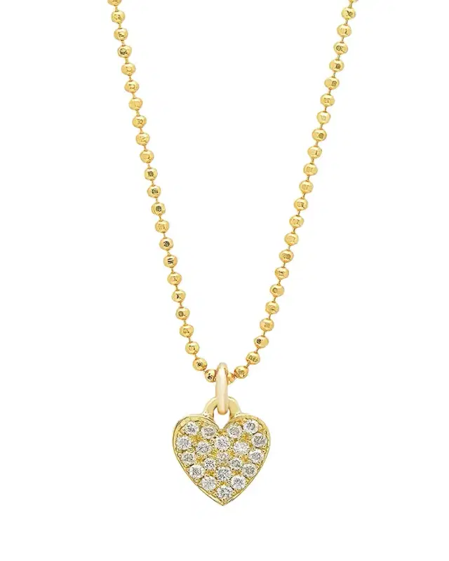 Jennifer Meyer 18k Gold Diamond Heart Pendant Necklace on 14k Chain