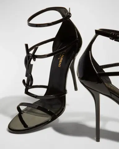 Saint Laurent 100mm Opyum YSL Patent Leather Sandals with Black Hardware | Thumbnail 4 Saint Laurent 100mm Opyum YSL Patent Leather Sandals with Black Hardware | Thumbnail 4