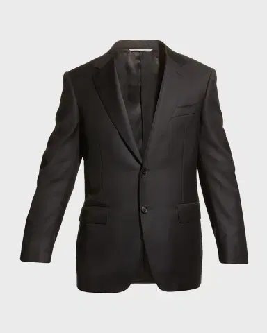 Canali Men 's Solid Wool Two-Piece Suit | Thumbnail 4 Canali Men 's Solid Wool Two-Piece Suit | Thumbnail 4