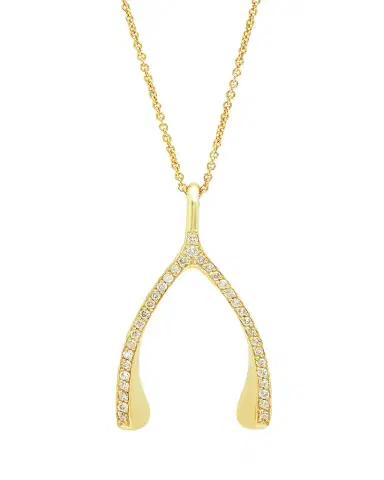 Jennifer Meyer 18k Yellow Gold Diamond Wishbone Necklace | Thumbnail 1