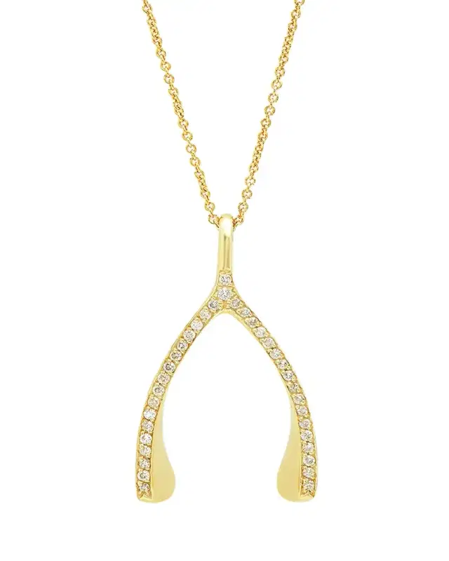 Jennifer Meyer 18k Yellow Gold Diamond Wishbone Necklace