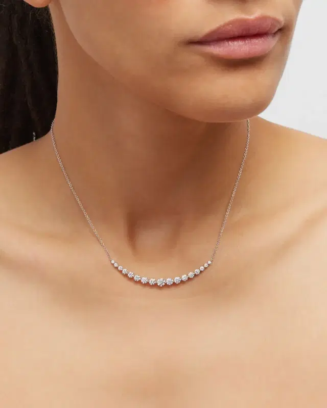18k White Gold Large Single-Prong Smiley Diamond Necklace