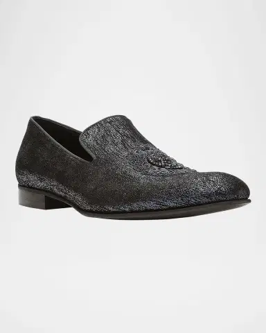 Donald Pliner Men's Spencer Distressed Metallic Skull Loafers | Thumbnail 2 Donald Pliner Men's Spencer Distressed Metallic Skull Loafers | Thumbnail 2