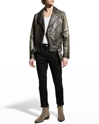 Golden Goose Men's Moto Distressed Leather Jacket | Thumbnail 3 Golden Goose Men's Moto Distressed Leather Jacket | Thumbnail 3