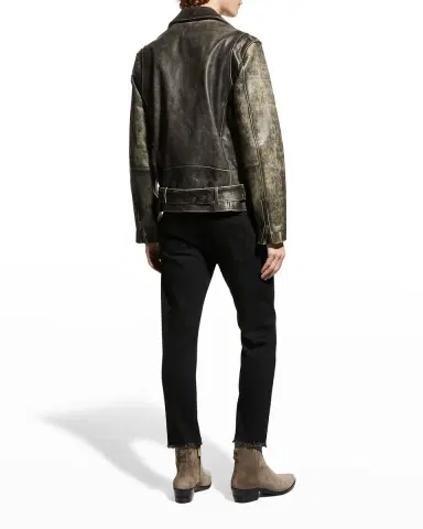 Golden Goose Men's Moto Distressed Leather Jacket | Thumbnail 4 Golden Goose Men's Moto Distressed Leather Jacket | Thumbnail 4