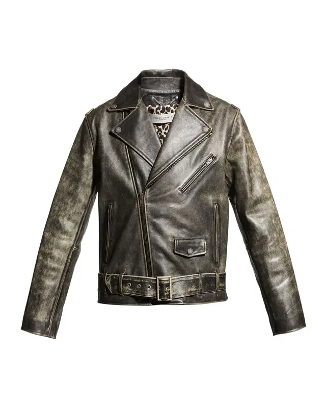 Golden Goose Men 's Moto Distressed Leather Jacket