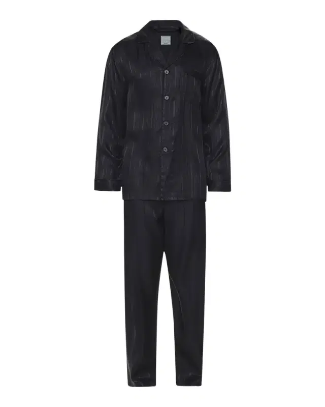 Majestic International Men 's Herringbone Striped Silk Pajama Set