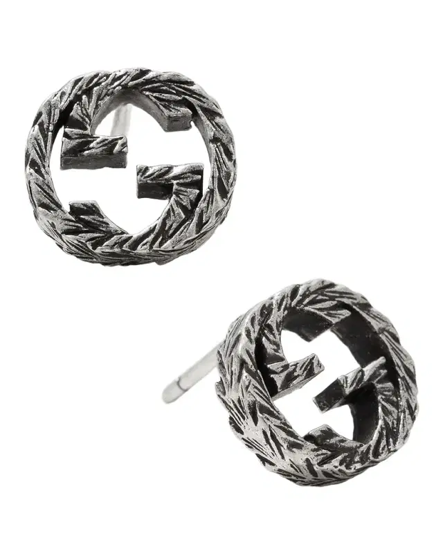 Interlocking G 10mm Stud Earrings in Aged Silver