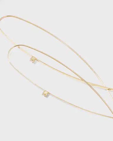 LANA Narrow Flat Diamond Hoop Earrings | Thumbnail 3