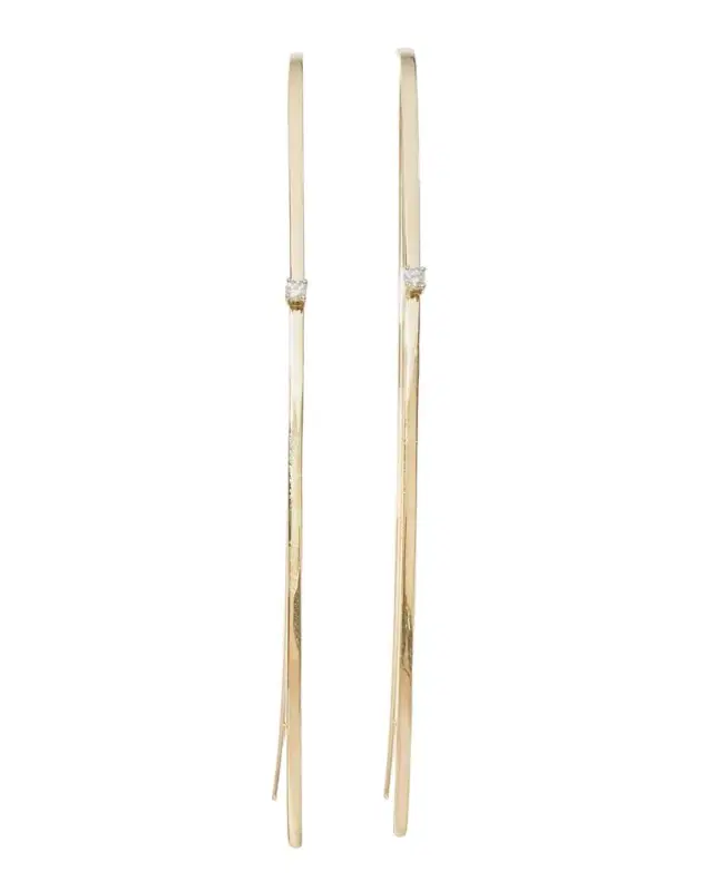 Narrow Flat Diamond Hoop Earrings