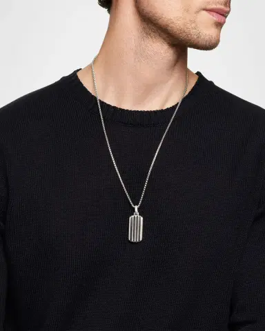 David Yurman Men 's Beveled Tag Pendant in Titanium, 35mm | Thumbnail 2 David Yurman Men 's Beveled Tag Pendant in Titanium, 35mm | Thumbnail 2