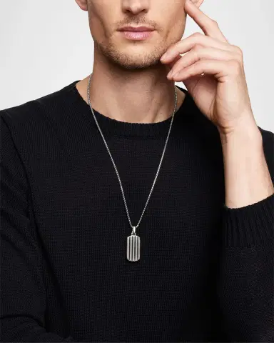 David Yurman Men 's Beveled Tag Pendant in Titanium, 35mm | Thumbnail 7 David Yurman Men 's Beveled Tag Pendant in Titanium, 35mm | Thumbnail 7