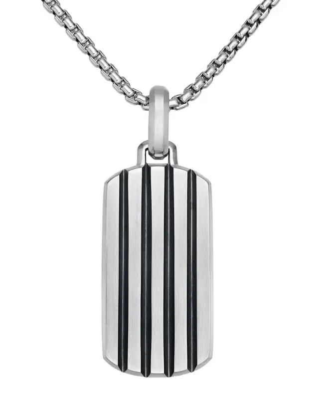 Men 's Beveled Tag Pendant in Titanium, 35mm