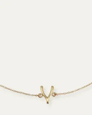 Jennifer Meyer 18k Gold Mini Wishbone Chain Bracelet on a 14k Chain | Thumbnail 3
