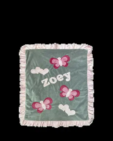 Boogie Baby Girl's Fly Fly Butterfly Ruffle Blanket, Personalized | Thumbnail 2