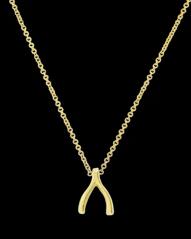 Jennifer Meyer 18k Yellow Gold Mini Wishbone Pendant Necklace on 14k Chain | Thumbnail 2