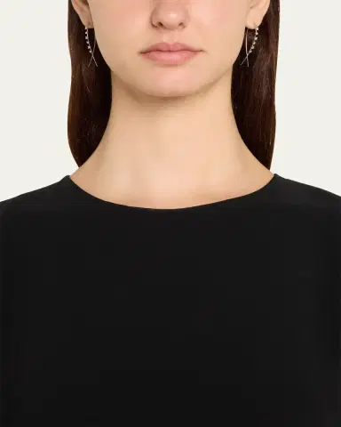 Lana 14K Gold Solo Mini Narrow Upside Down Hoop Earrings with Diamonds, 41mm | Thumbnail 2