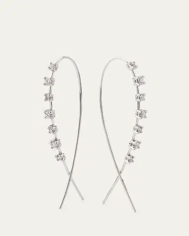 Lana 14K Gold Solo Mini Narrow Upside Down Hoop Earrings with Diamonds, 41mm | Thumbnail 3