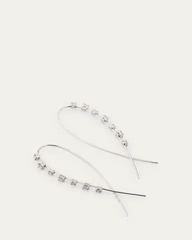 Lana 14K Gold Solo Mini Narrow Upside Down Hoop Earrings with Diamonds, 41mm | Thumbnail 4