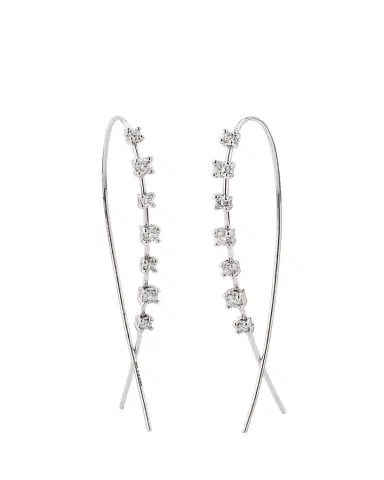 Lana 14K Gold Solo Mini Narrow Upside Down Hoop Earrings with Diamonds, 41mm | Thumbnail 1