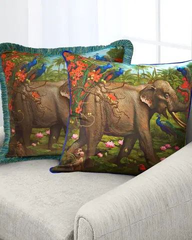 Yana Movchan Jungle of Happiness Silk Pillow | Thumbnail 2
