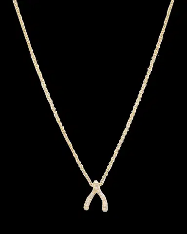 Jennifer Meyer Diamond Mini Wishbone Necklace 18K Yellow Gold | Thumbnail 2