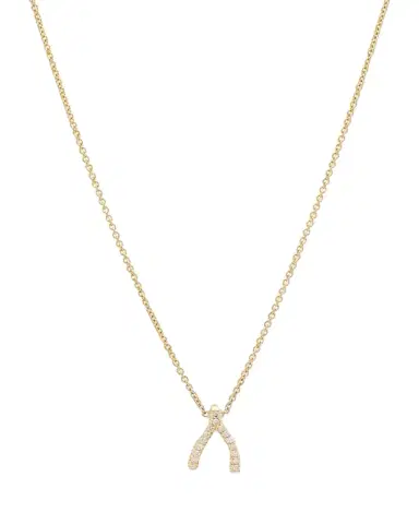 Jennifer Meyer Diamond Mini Wishbone Necklace 18K Yellow Gold | Thumbnail 1